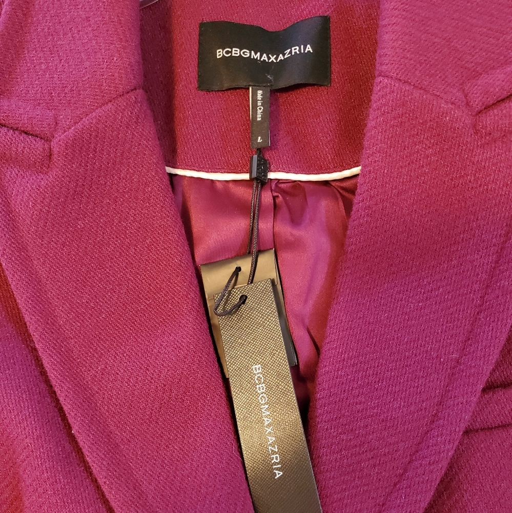 NWT $328 BCBGMAXAZRIA Raspberry Two-Button Riding Coat, Sz Large - Picture 14 of 15